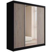 KLEIDERSCHRANK mit Spiegel V2-ZENTI 215x200 cm Schwarz|Weiß - Schwarz/Weiß, Holzwerkstoff (200/215/61cm) - ALTDECOR