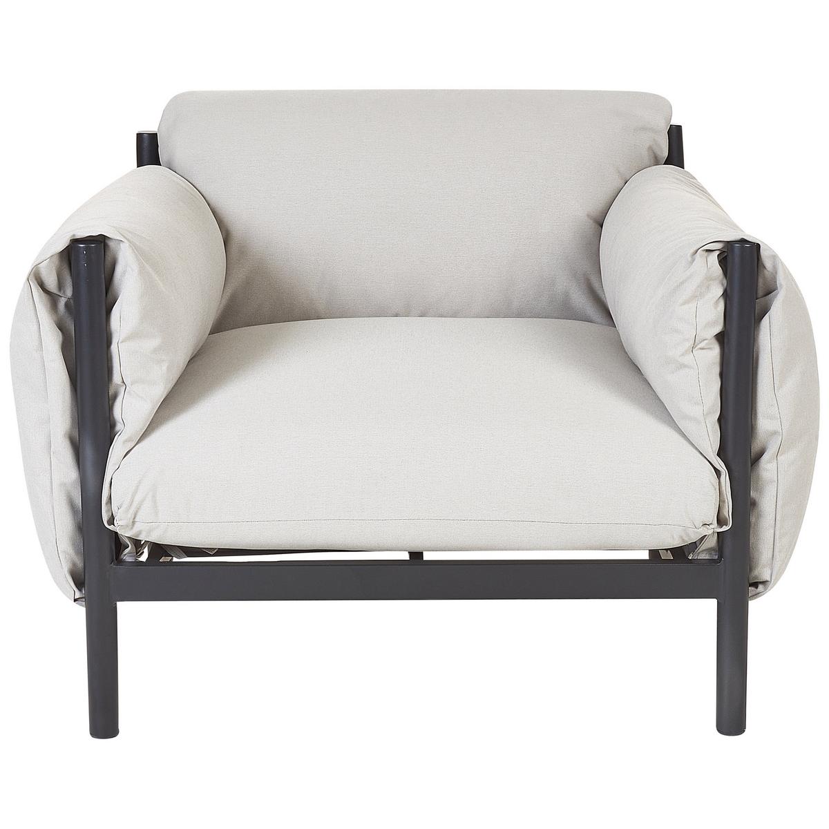 4-SITZER LOUNGE SET Aluminium hellgrau/schwarz Esperia - Hellgrau/Schwarz, Metall - Beliani