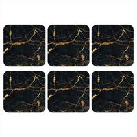GLASUNTERSETZER 6er-Set Gold - Marmor - Glitzer - Luxus 10x10 cm - Goldfarben, Naturmaterialien (10/0.2cm) - MuchoWow