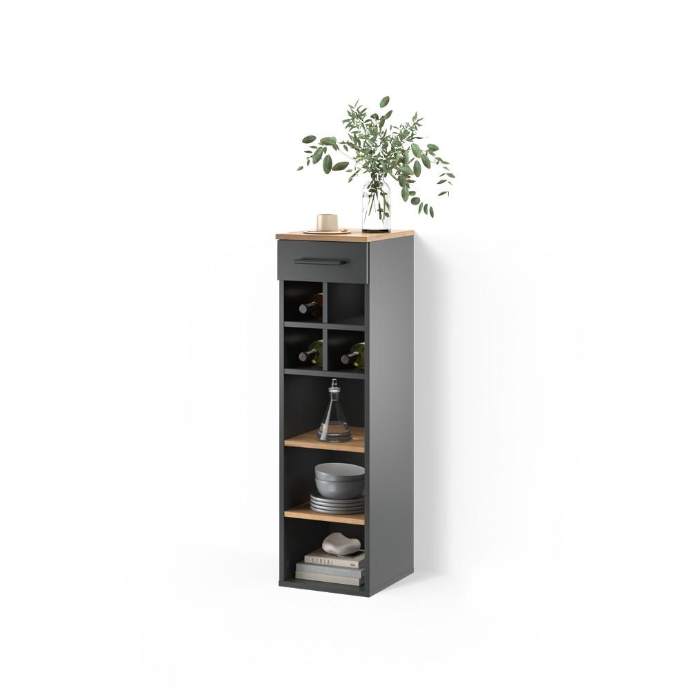 WEINREGAL Regusa Goldkraft Eiche/Anthrazit 30 x 106 cm - Honigeiche/Anthrazit, Holzwerkstoff (30/106/34.5cm) - Livinity®