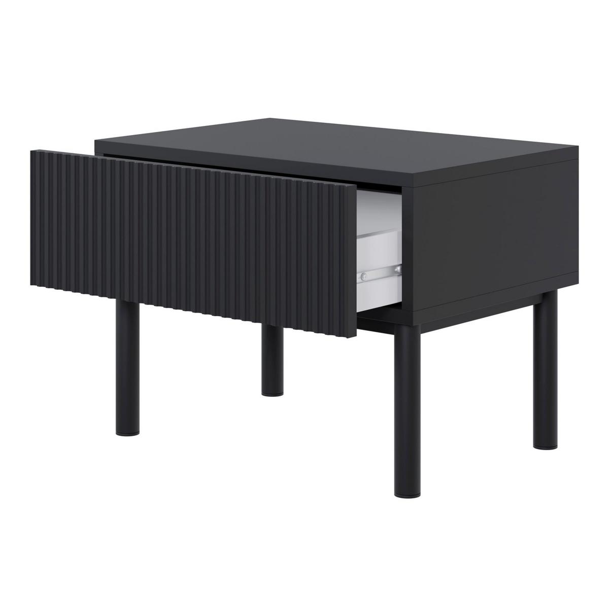 NACHTTISCH Veldio New Schwarz 50 cm - Schwarz, Holzwerkstoff/Metall (50/44/35.6cm) - Selsey