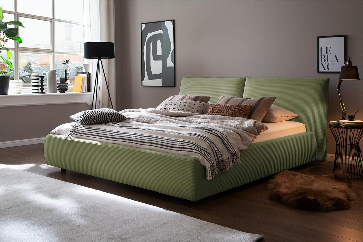 POLSTERBETT HENRY Grün Cord - Olivgrün/Grün, Textil (200/200cm) - KAWOLA