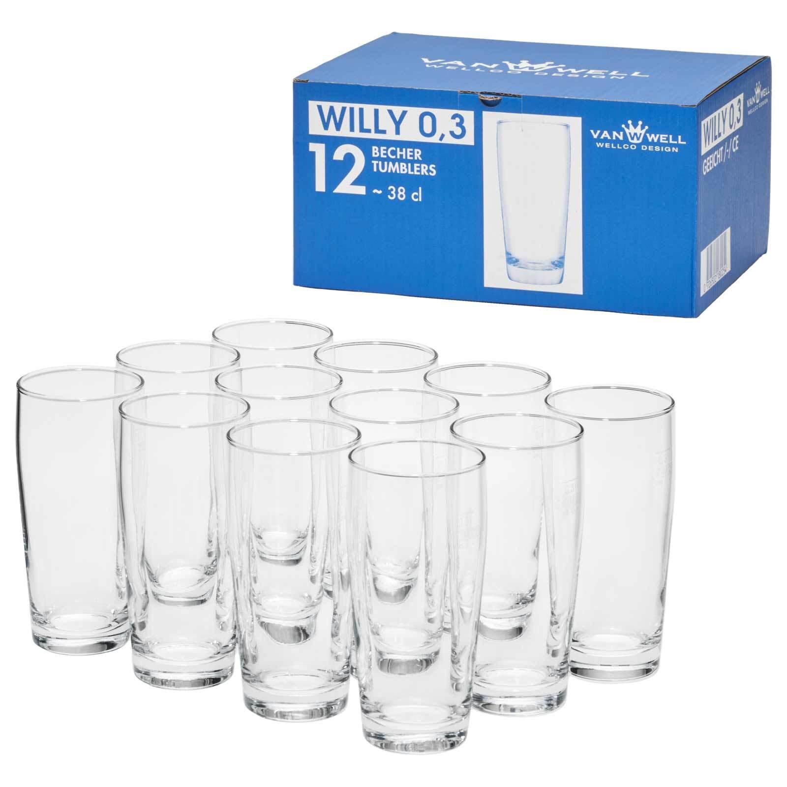 WILLI BECHER GEEICHT Willy transparent 0,3 l 12er Set - Transparent, Glas (0.3L) - Van Well
