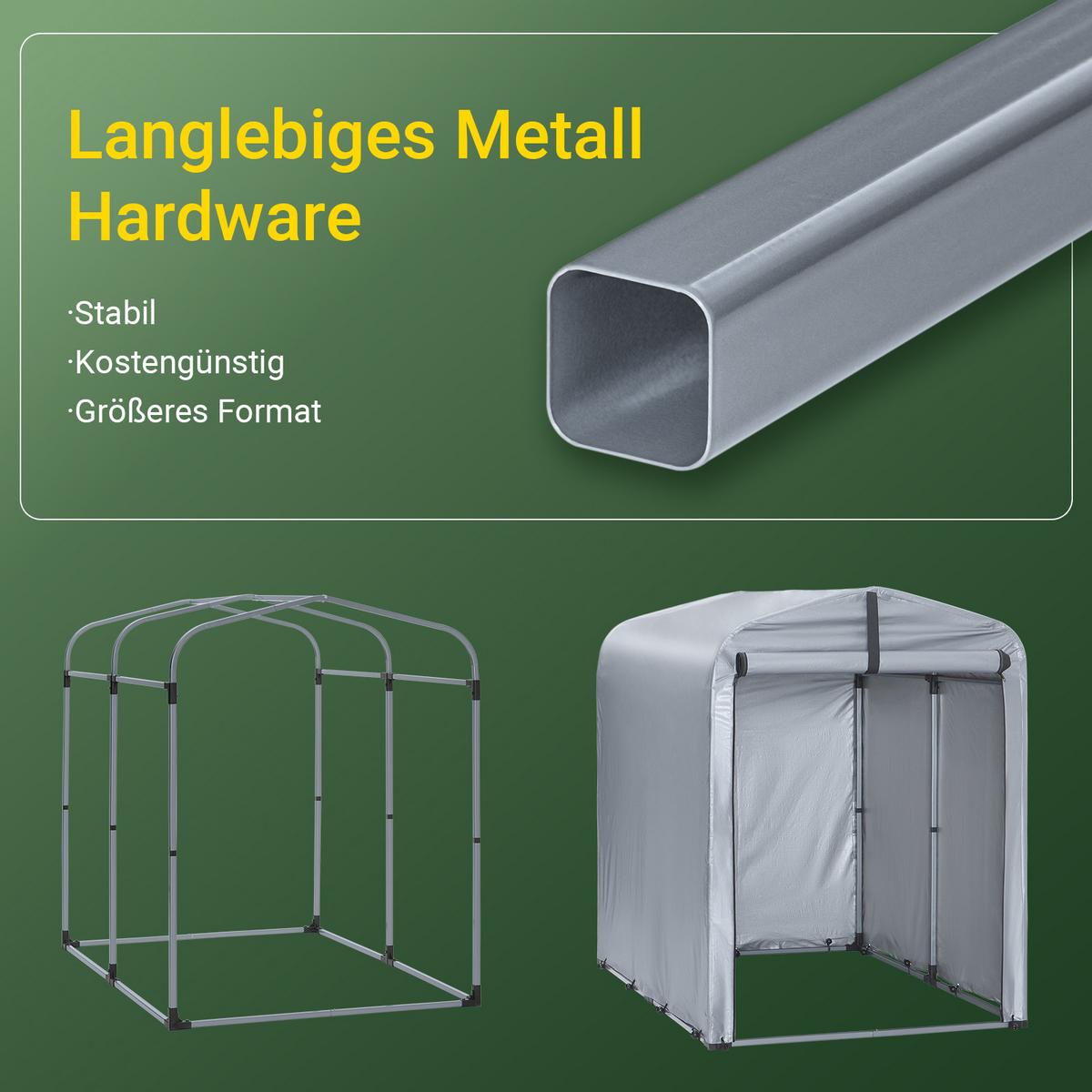 FAHRRADGARAGE wetterfest für 1-2 Fahrräder, 120x163x176cm, Silber-Eisen - Hellgrau, Metall (120/163/176cm) - SoBuy