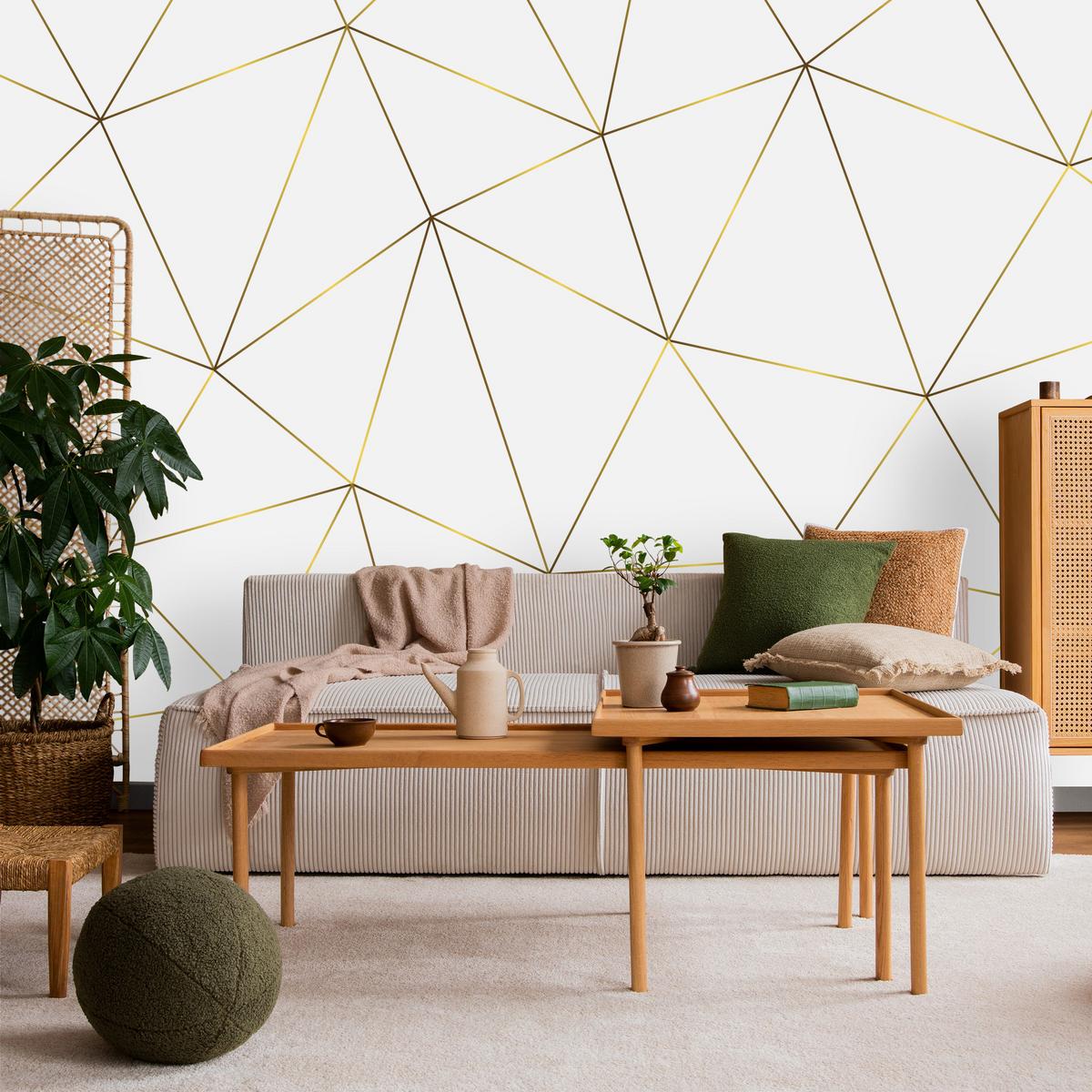 FOTOTAPETE Geometrische Abstraktion Glamour Stil 350x256 - Gelb/Beige, Papier (350/256cm) - Muralo