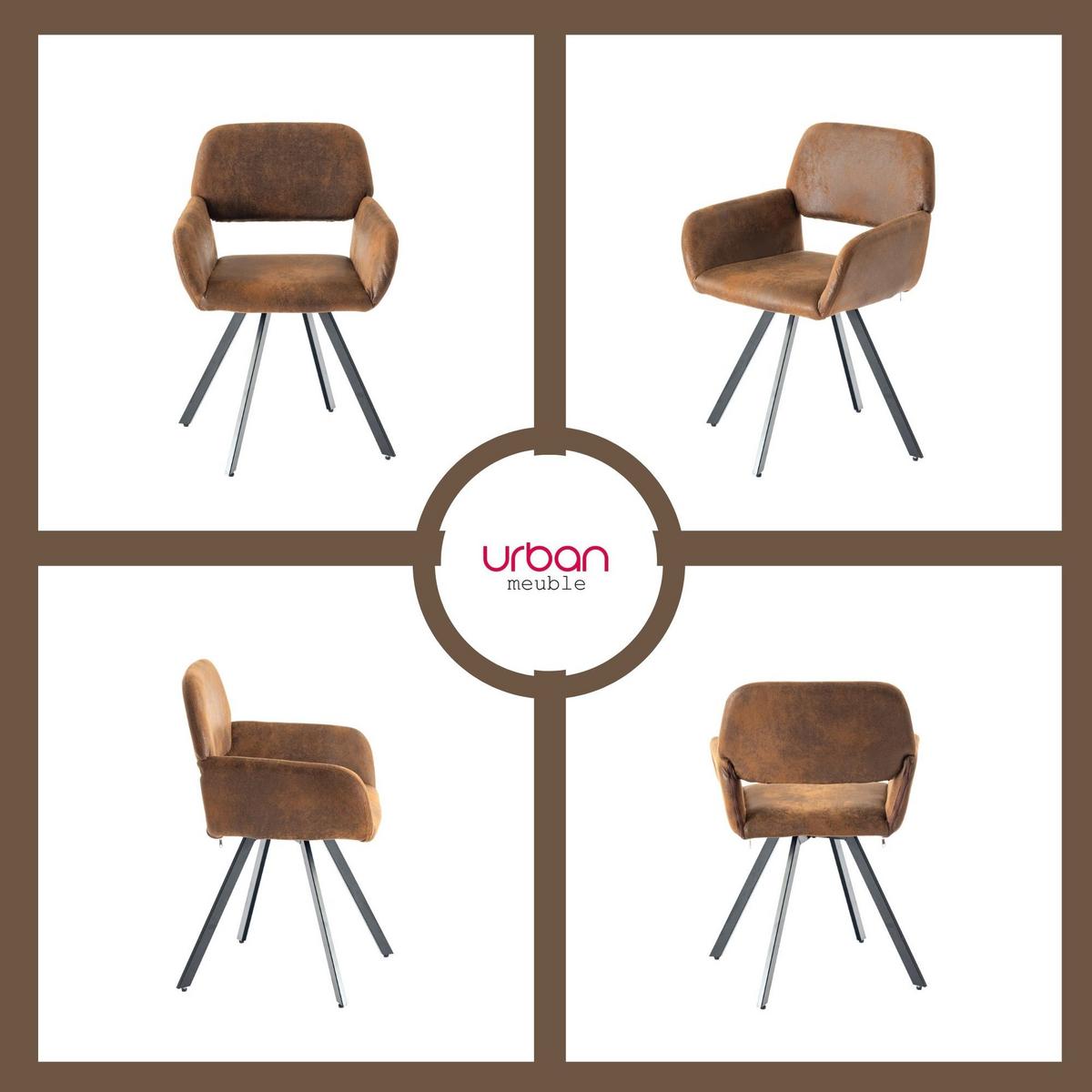 ESSZIMMER SET mit Ausziehbarem Tisch und Drehstühlen - Modernes Design - Schwarz/Braun, Holzwerkstoff/Metall (80/75/160cm) - Urban Meuble