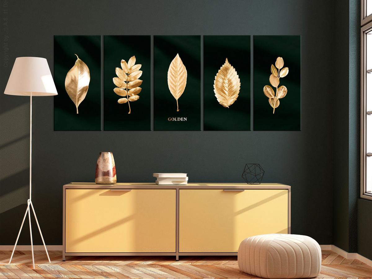 KUNSTDRUCK Schwarz 200/80 cm - Goldfarben/Schwarz, Textil (200/80cm) - KUNSTLOFT