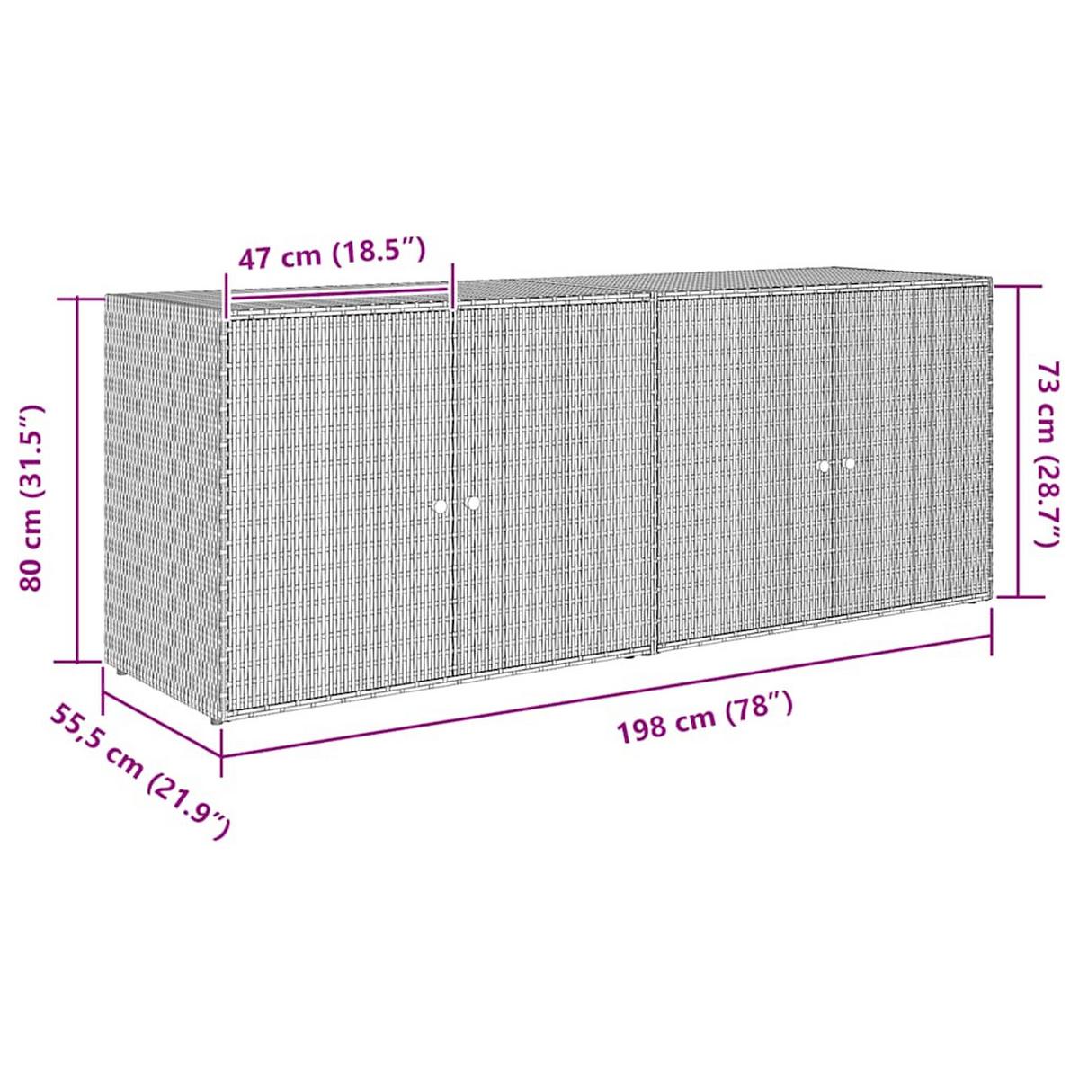 GARTENSCHRANK Hughes 80/55.5/198 cm - Schwarz, Holzwerkstoff (80/198/55.5cm) - Nettlife