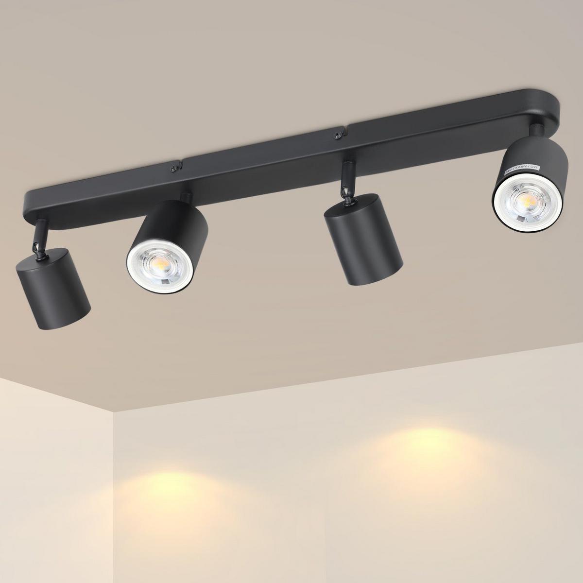 DECKENSTRAHLER Freiheit 4-flammig 58/7/14 cm - Schwarz, Metall (58/7/14cm) - Nettlife