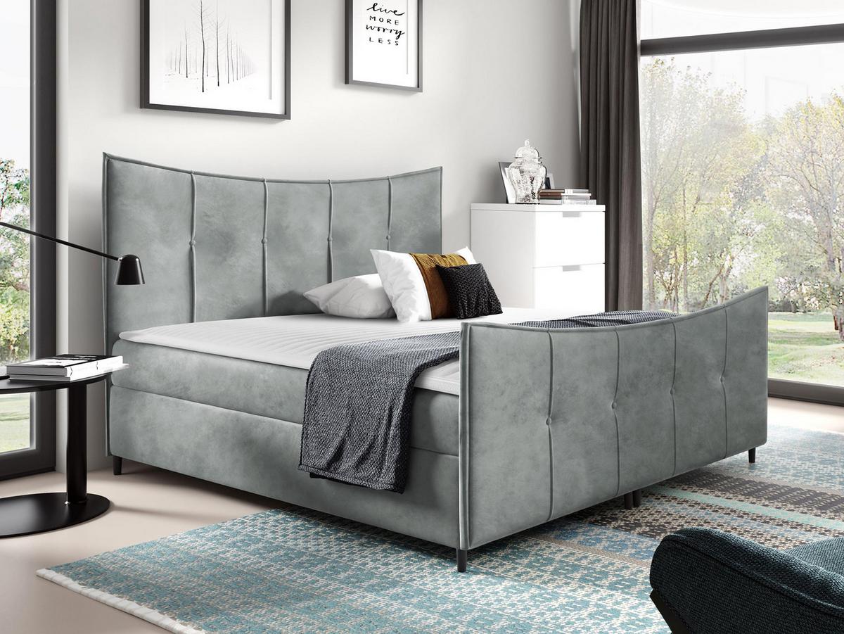 BOXBETT Bergamo Lux - H3 - Hellgrau, Holz (160/200cm) - MIRJAN24