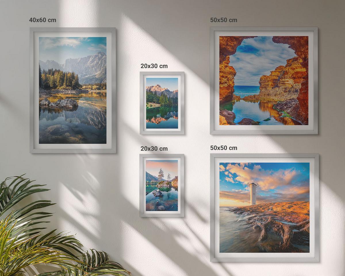 BILDER SET 5er Set - 50x50 cm & 20x30 cm & 40x60 cm Silberner Rahmen - Aussicht Paris New York Treppen - Silberfarben, Kunststoff (40/60cm) - TULUP