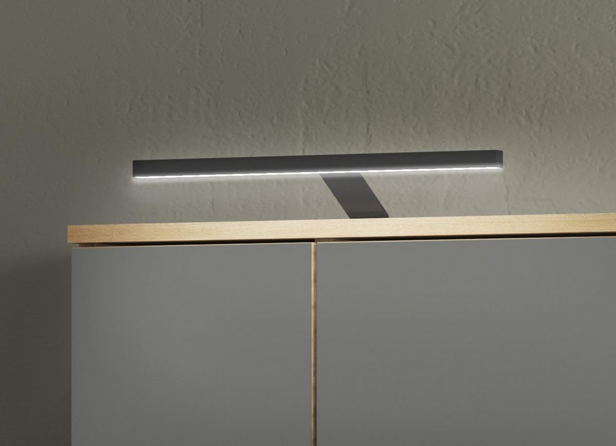 BADMÖBEL-SET 3-teilig grau, Evoke Eiche, Badkombination 121 x 190 cm - Eichefarben/Grau, Glas/Holzwerkstoff (121/190/33cm) - Furn.Design