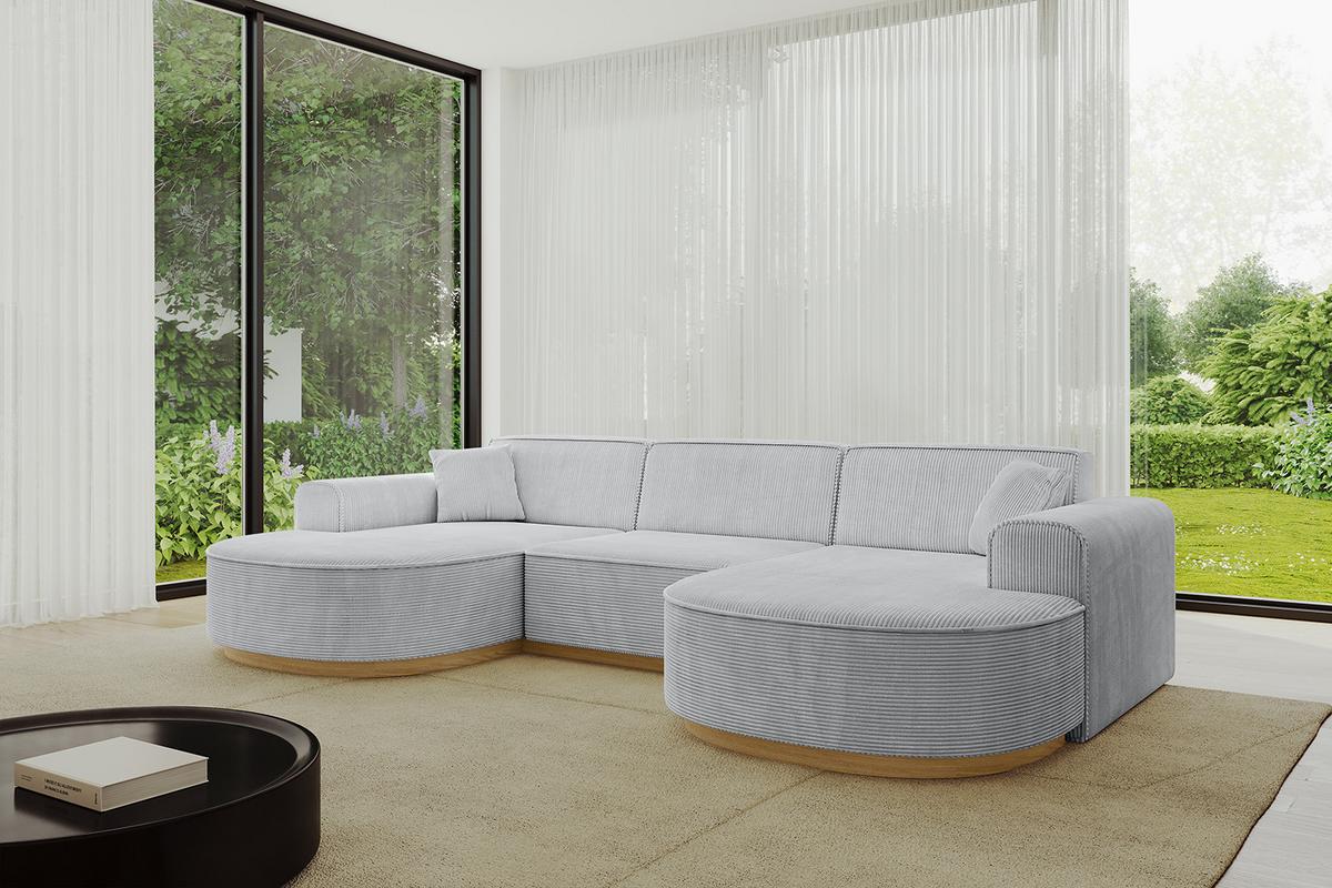 WOHNLANDSCHAFT MARI-U1-v2 - 303x171x83 cm Grau Cord - Grau, Holzwerkstoff/Textil (303/83/171cm) - ALTDECOR