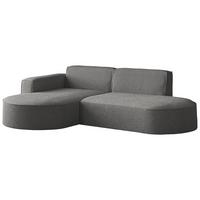 ECKSOFA Hana L-Form 3-Sitzer Ecke Links, Boucle, Grau 241/73/168 cm - Schwarz/Grau, Textil/Metall (241/168cm) - WFL GROUP