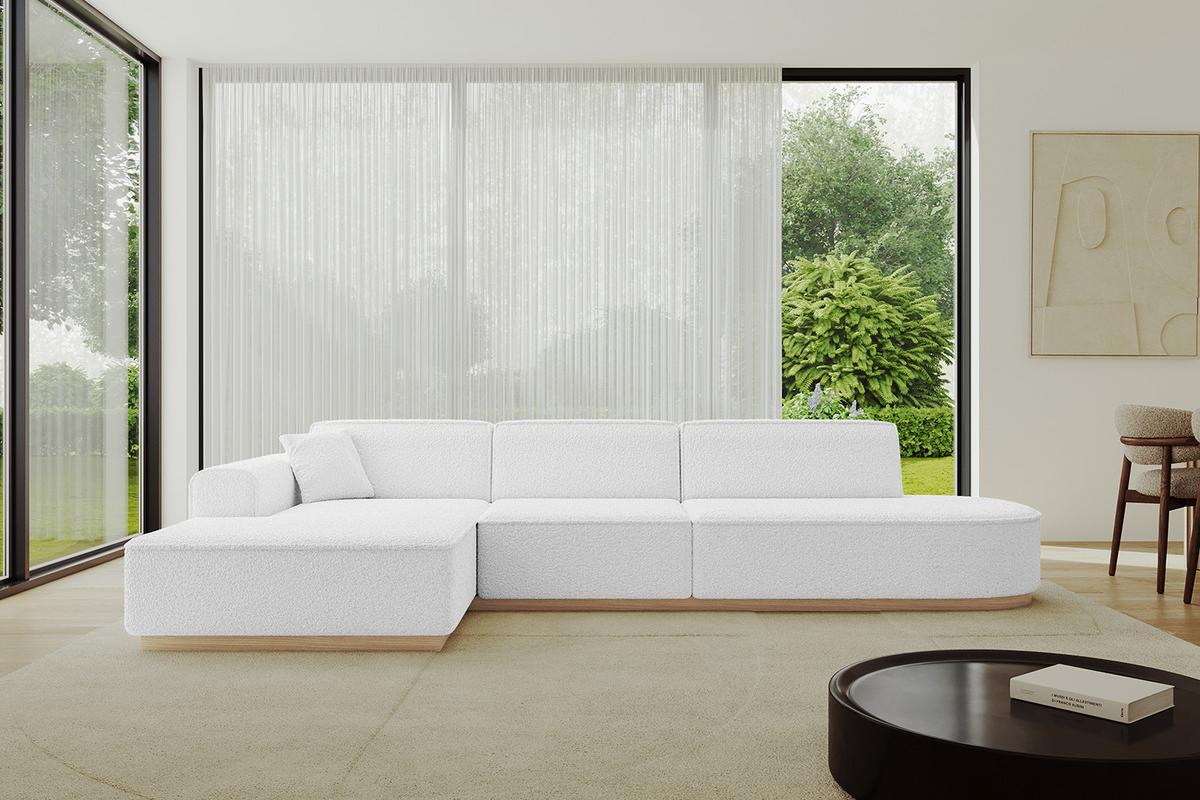 ECKSOFA Ottomane Links IREA-L2 - 327x165x80 cm Weiß - Weiß, Holzwerkstoff/Textil (327/165cm) - ALTDECOR