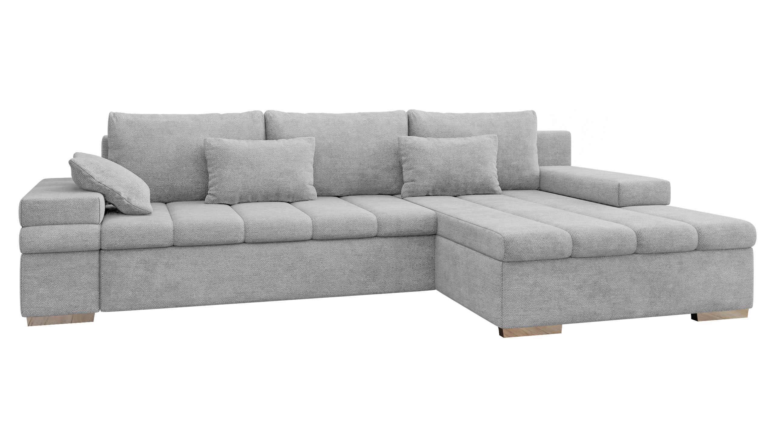 ECKSOFA Bangkok, Seite: Rechts - Silberfarben/Alufarben, Holz/Textil (310/175cm) - MIRJAN24