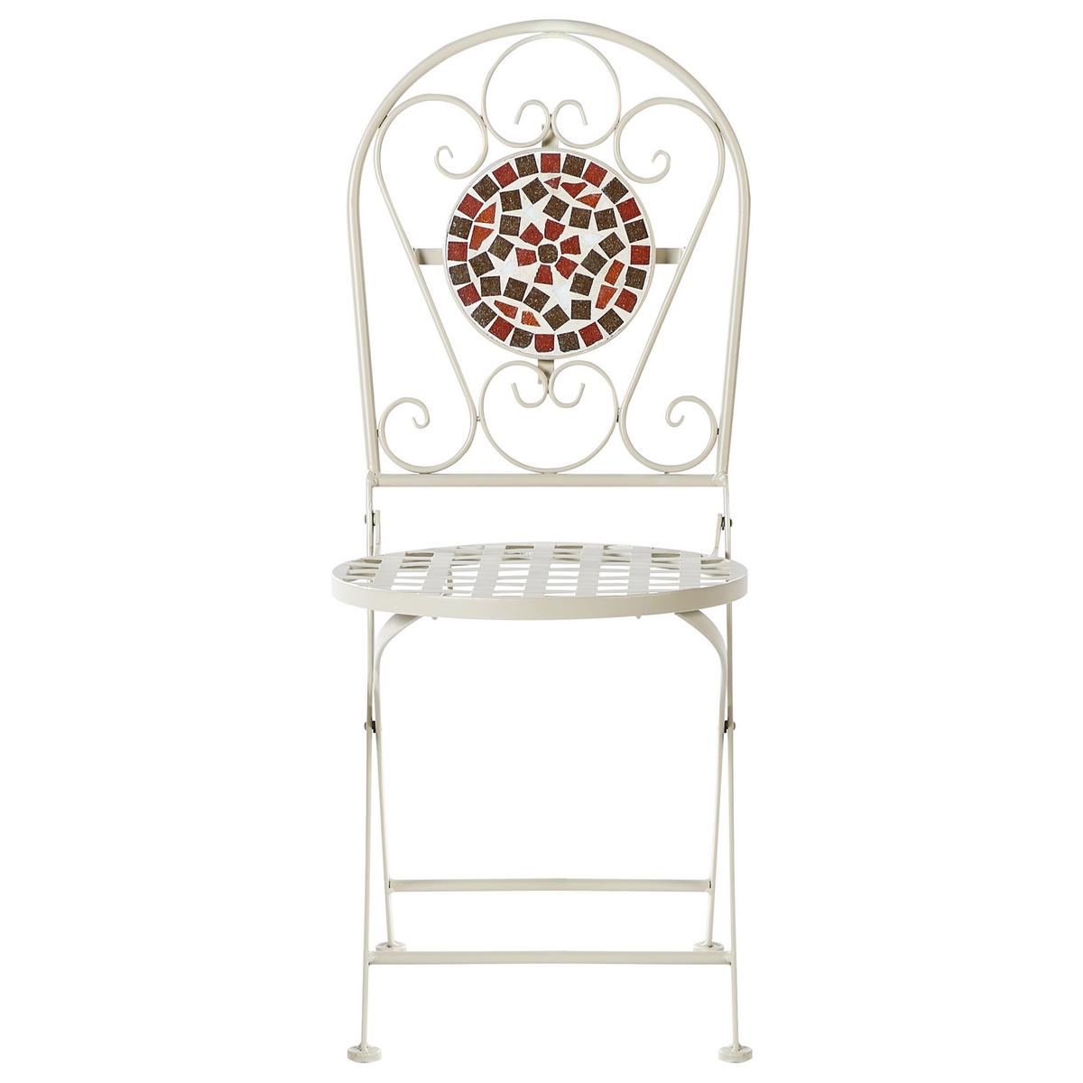 GARTENSTUHL 2er-Set Metall Weiß Spello - Rot/Weiß, Metall (40/94/44cm) - Beliani
