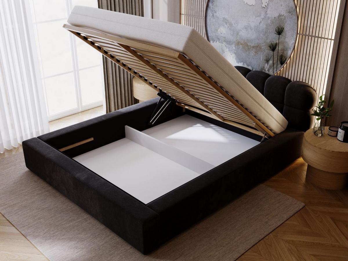 POLSTERBETT Plaza 160x200 Schwarz - Schwarz/Naturfarben, Holz/Kunststoff (160/200cm) - Graingold