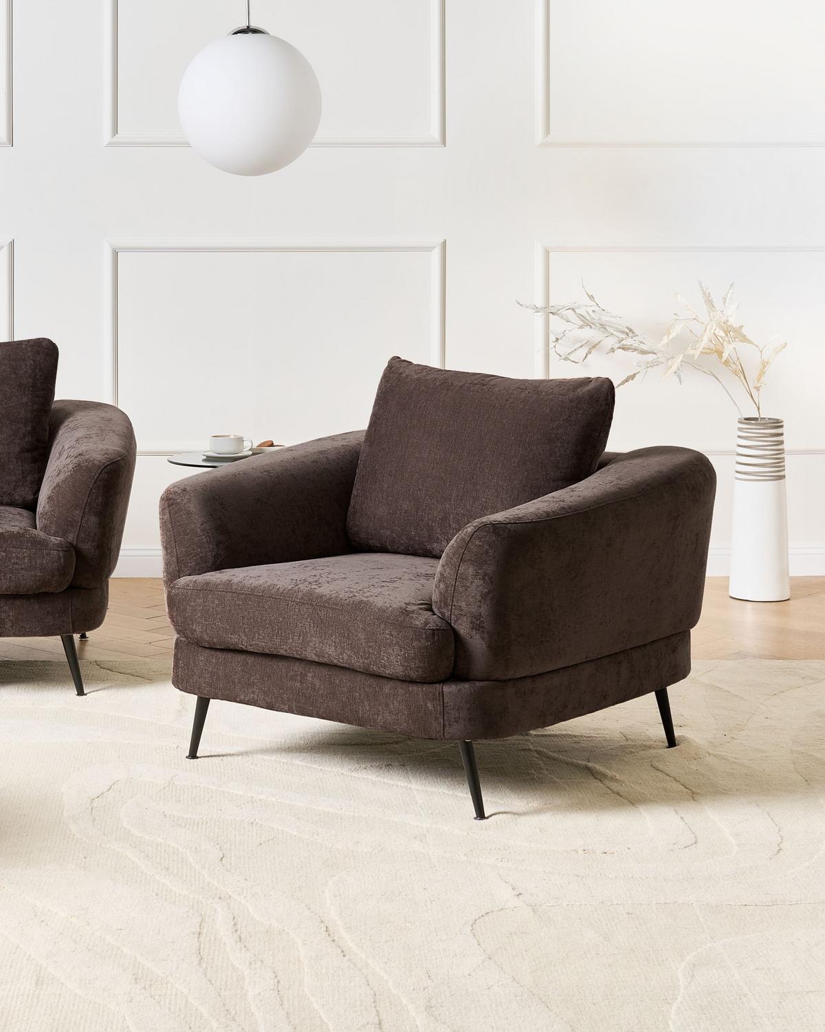SESSEL Chenillegewebe Dunkelbraun Kjaer - Dunkelbraun, Textil (100/100/100cm) - Beliani