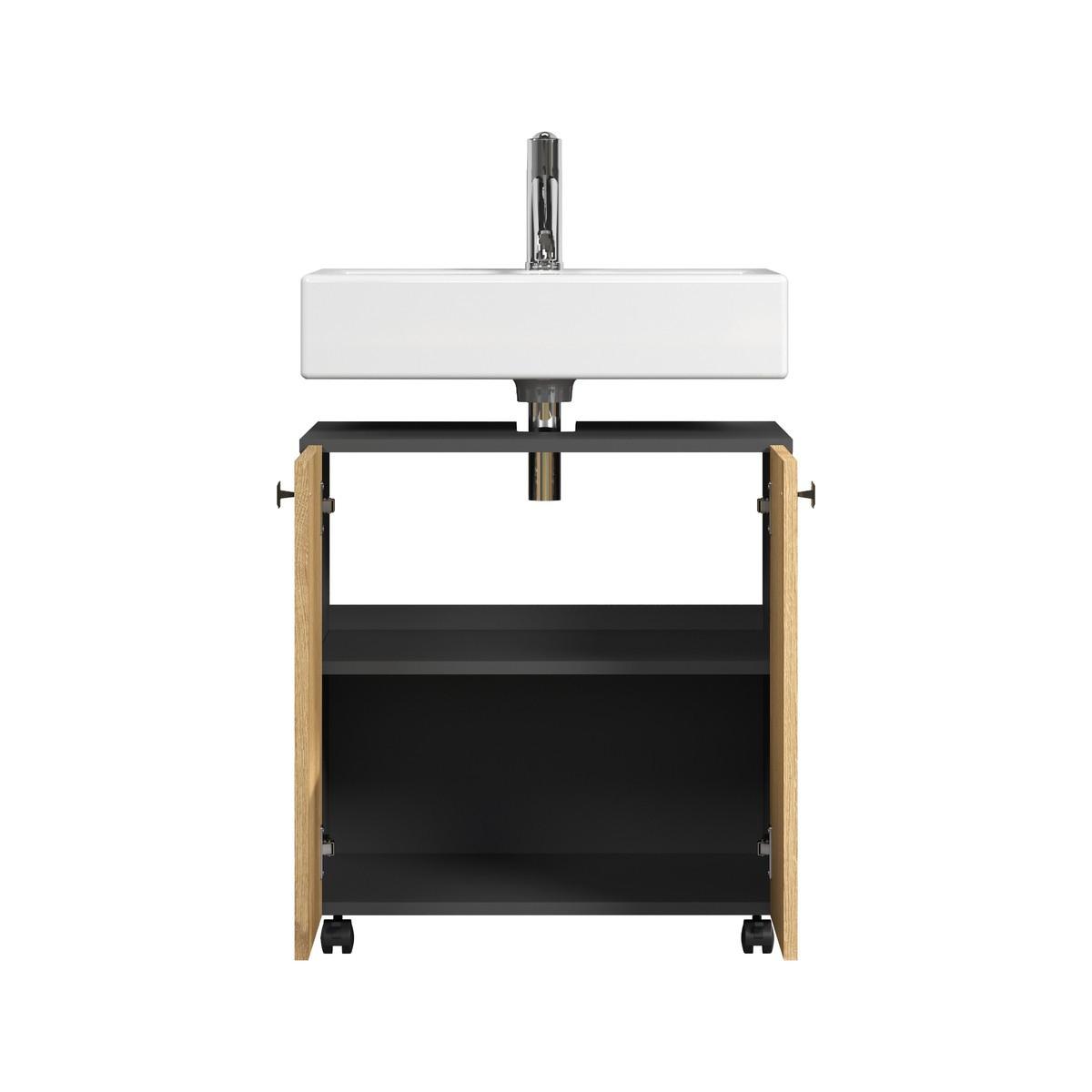 WASCHBECKENUNTERSCHRANK PureBliss Eiche Dekor - Eichefarben/Grau, Holzwerkstoff (60/64/42cm) - Trendteam