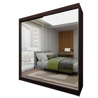 SCHWEBETÜRENSCHRANK BELLINA 200/216/61 cm 2-türig mit Spiegel Wengefarben - Wengefarben, Holzwerkstoff (200/216/61cm) - MASSENO