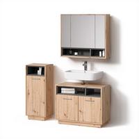 BADMÖBEL-SET Temo Artisan-Eiche 3 Teile - Eiche Artisan, Holzwerkstoff (80/64/40cm) - Livinity®