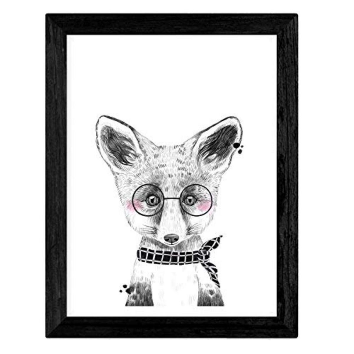 POSTER Set mit 4 Kinder Tiere mit Gläsern A3 Rahmenlos - Klar, Papier (29.7/3cm) - Nacnic