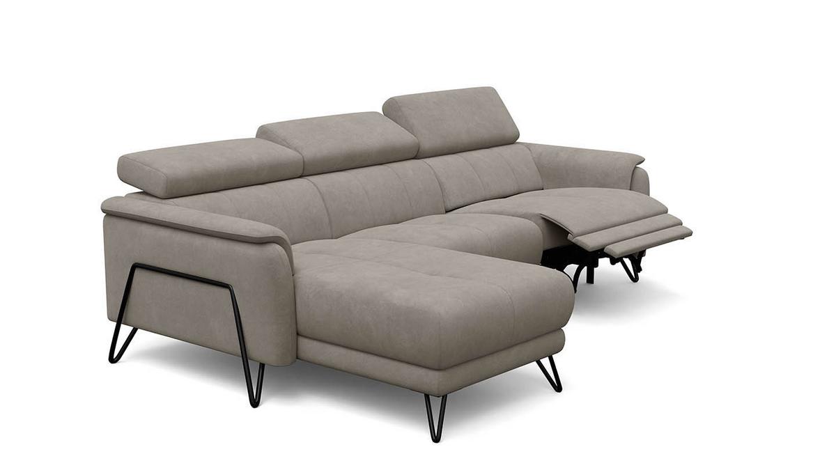 ECKSOFA RODEN 4-Sitzer mit Relax, beige, Veloursstoff - Beige, Holz/Textil (268/92cm) - Wozimo