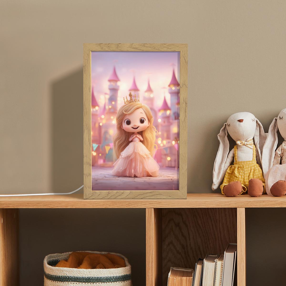 NACHTTISCHLAMPE Prinzessin - Rosa - Schloss 20x30 cm - Rosa, Holzwerkstoff (8/20/30cm) - OnlyWow