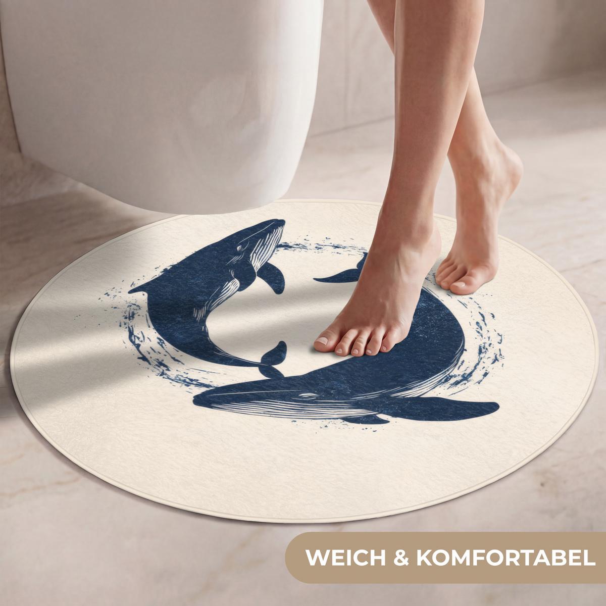 WC-VORLEGER Wale - Spritzer - Kreis - Dunkelblau Toilettenteppich 70x70 cm - Dunkelblau, Textil (70/1cm) - OnlyWow