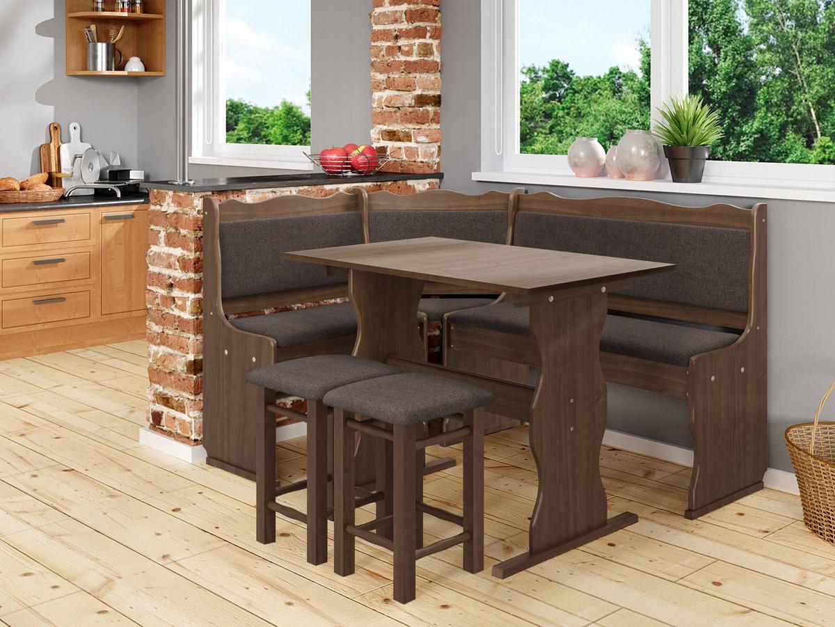 ECKBANKGRUPPE Mini - Hellbraun/Dunkelbraun, Holz (145/87/105cm) - MIRJAN24