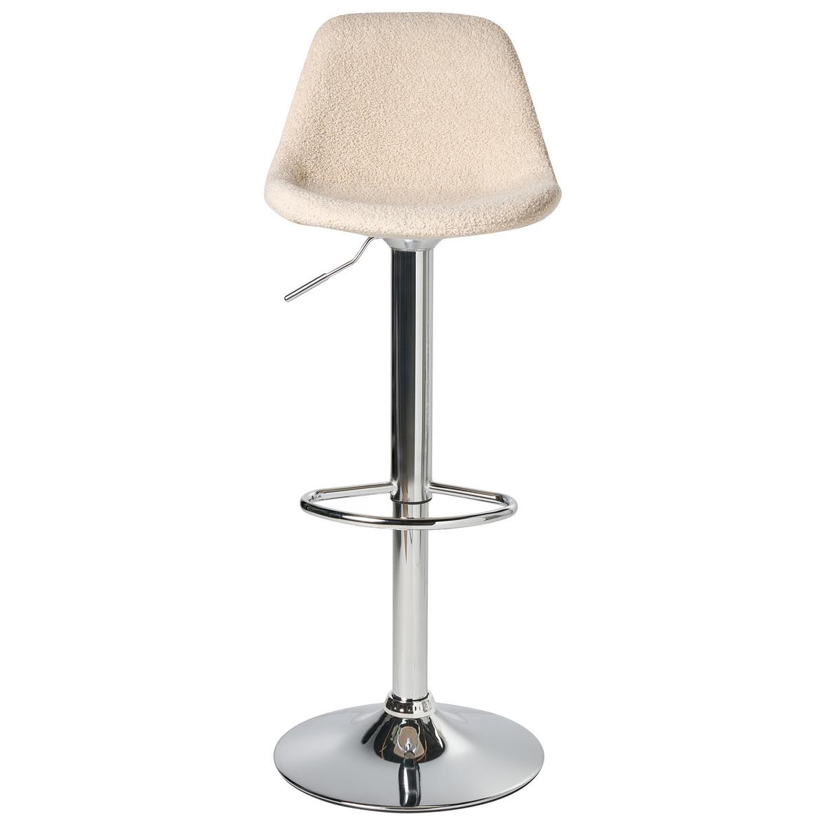 BARHOCKER 2er-Set Bouclé drehbar Hellbeige Kahla - Beige/Silberfarben, Textil (39/80/42cm) - Beliani