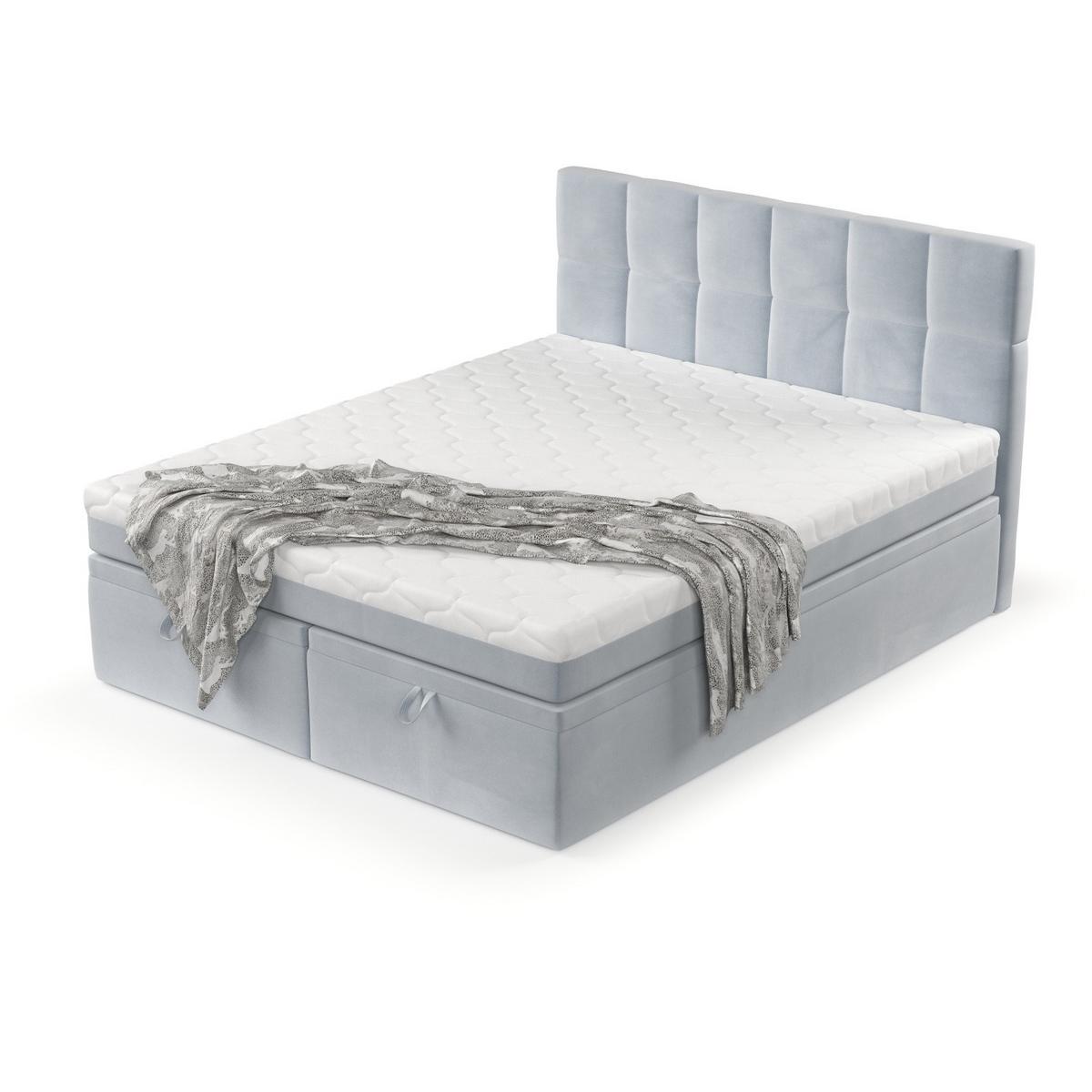 BOXBETT Elano 160/200 cm Hellgrau im Paros Stoff - Hellgrau/Schwarz, Holz/Holzwerkstoff (160/200cm) - AltaBeds