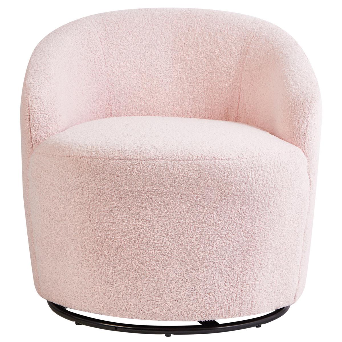 DREHSESSEL Pastellrosa Davik - Pink/Schwarz, Textil (62/67/63cm) - Beliani