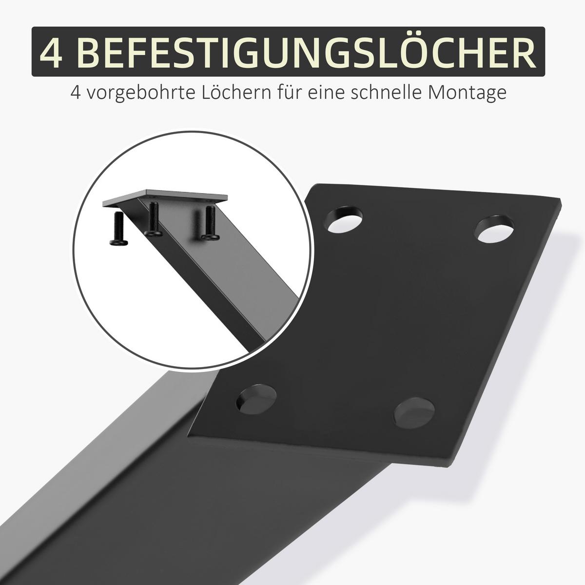 TISCHBEINE aus Stahl, 2 Stück, Schwarz - Schwarz, Metall (4/72/80cm) - HOMCOM