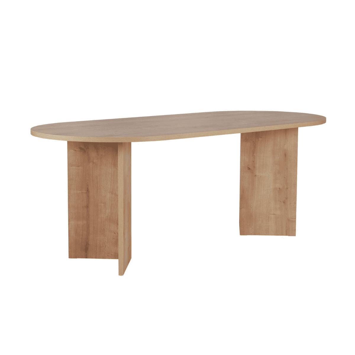 ESSTISCH mit ovaler Tischplatte L200 cm 90/200/75 cm - Eichefarben, Holzwerkstoff (96/90/75cm) - Calicosy