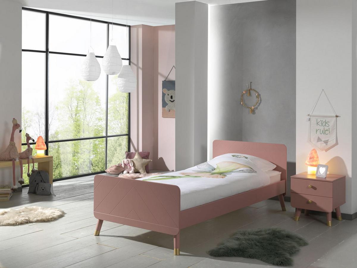 BETT mit Nachtkommode Kamillah aus MDF in Terra Rosa - Rosa, Holzwerkstoff (90/200cm) - 58aufmkessel