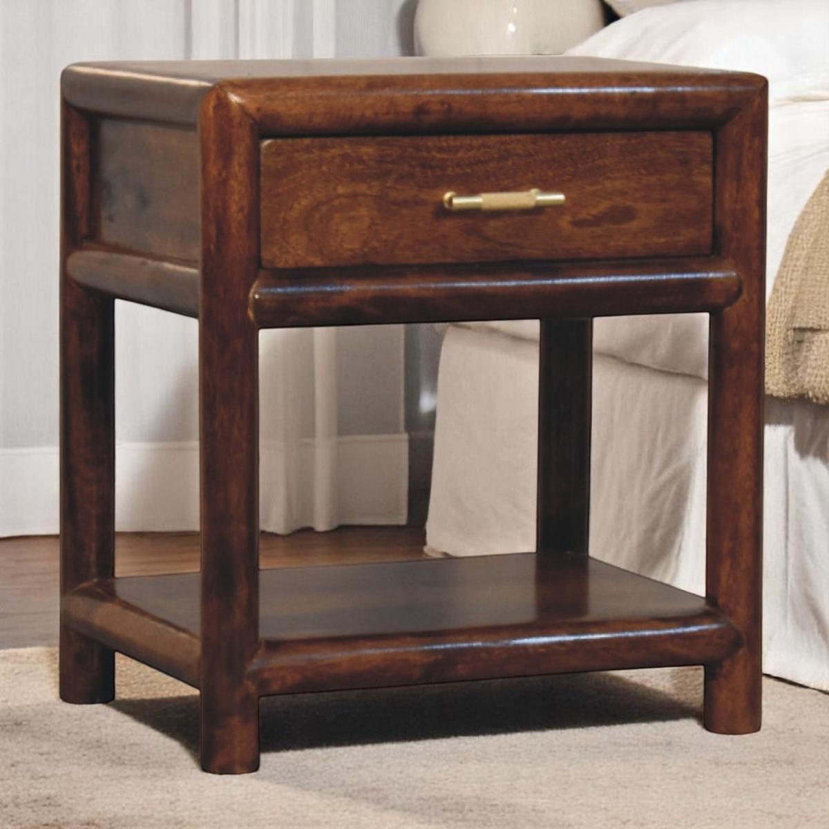 NACHTTISCH mit Kastanien-Finish, 1 Schublade, 1 offene Ablage, dunkelbraun - Dunkelbraun, Holz (45/50/35cm) - Artisan Furniture