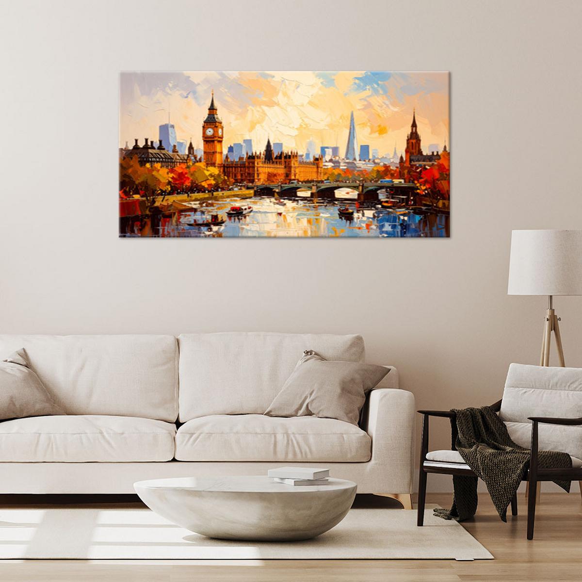 LEINWANDBILD Panorama von London Big Ben 120x60cm - Multicolor, Textil (120/60cm) - Feeby