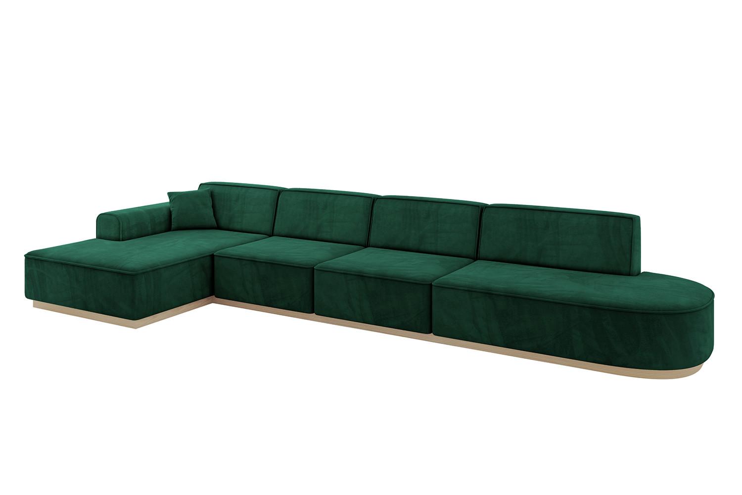 ECKSOFA Ottomane Links IREA-L3 - 412x165x80 cm Grün - Dunkelgrün, Holzwerkstoff/Textil (412/165cm) - ALTDECOR