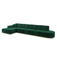 ECKSOFA Ottomane Links IREA-L3 - 412x165x80 cm Grün - Dunkelgrün, Holzwerkstoff/Textil (412/165cm) - ALTDECOR
