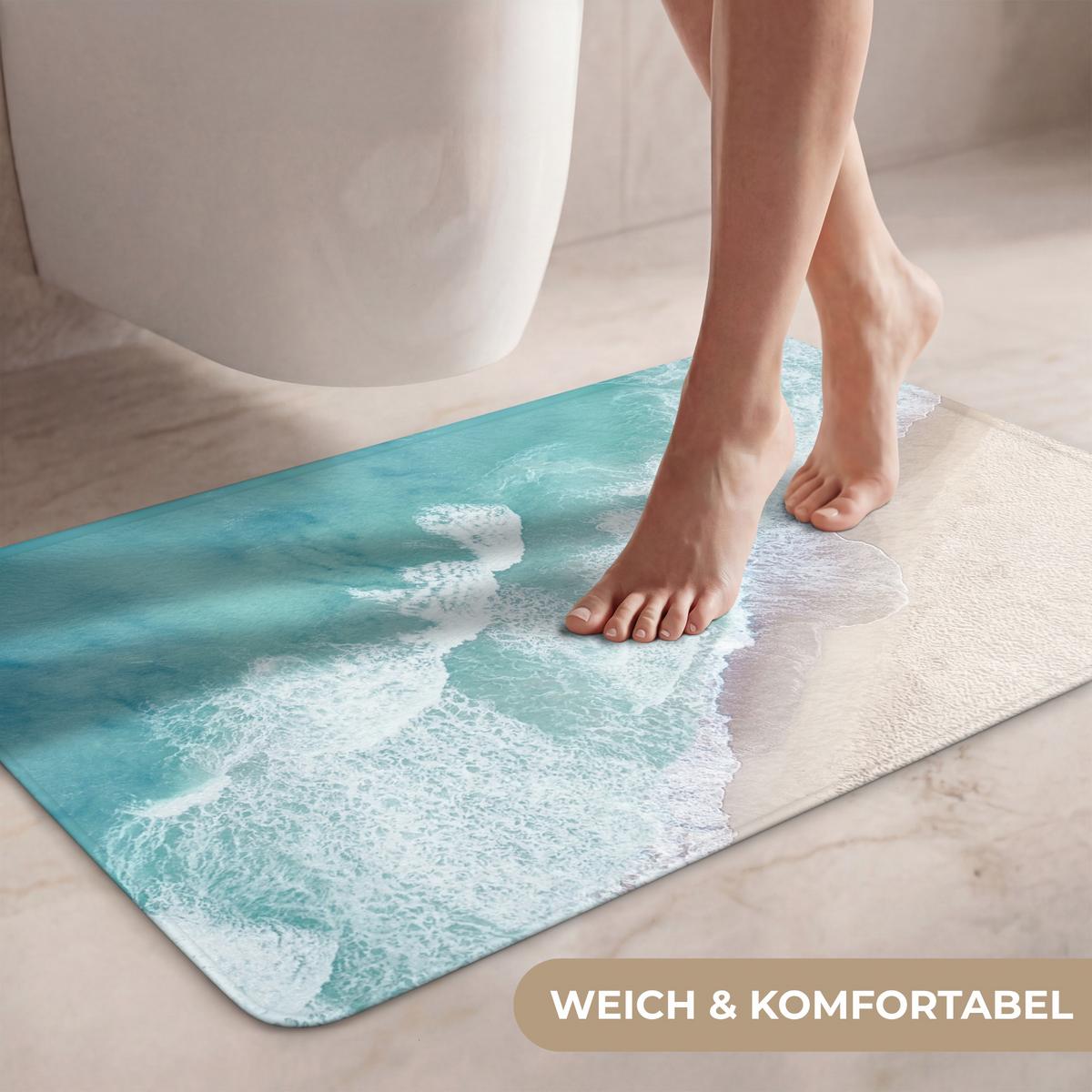 WC-VORLEGER Strand - Meer - Natur - Sommer Toilettenteppich 80x50 cm - Türkis, Textil (80/1cm) - OnlyWow