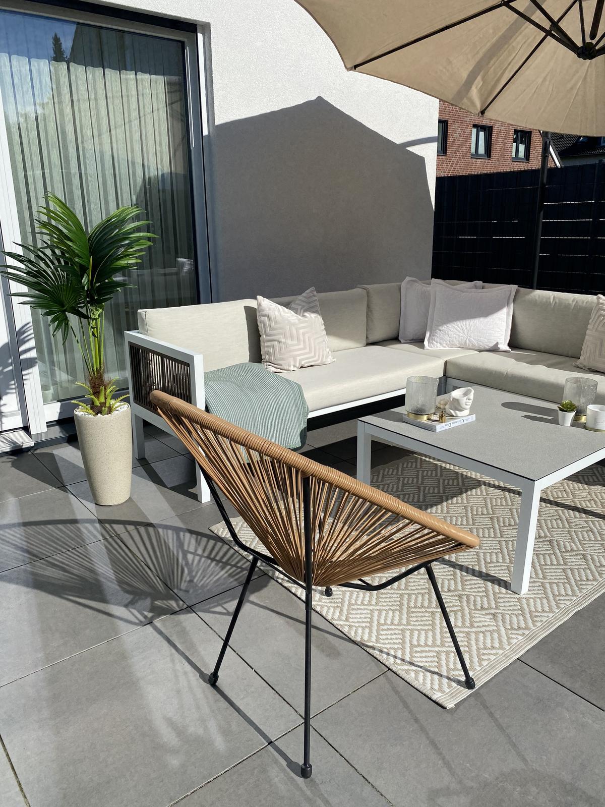 RATTANSTUHL Kunststoff natürlich 70 cm Acapulco II - Beige/Schwarz, Kunststoff (70/87/90cm) - Beliani