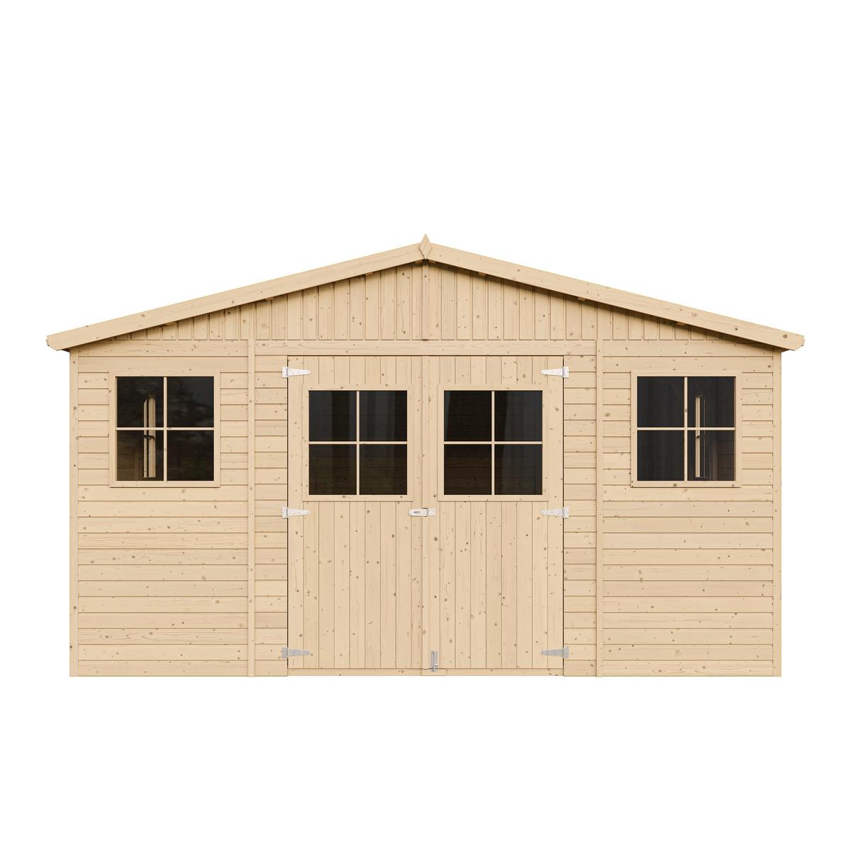 HOLZ-GARTENHAUS - H246 x 418 x 522 cm/ 20 m² - IMBELA M333 - Beige, Holz (418/246/493cm) - Timbela