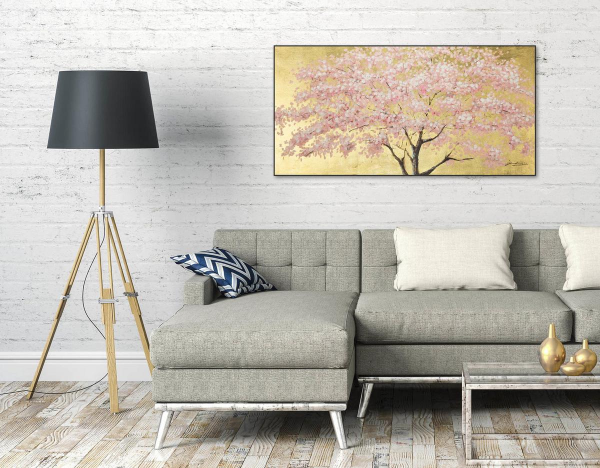 ÖLGEMÄLDE 120/60 cm - Pink/Braun, Holz/Textil (120/60cm) - KUNSTLOFT