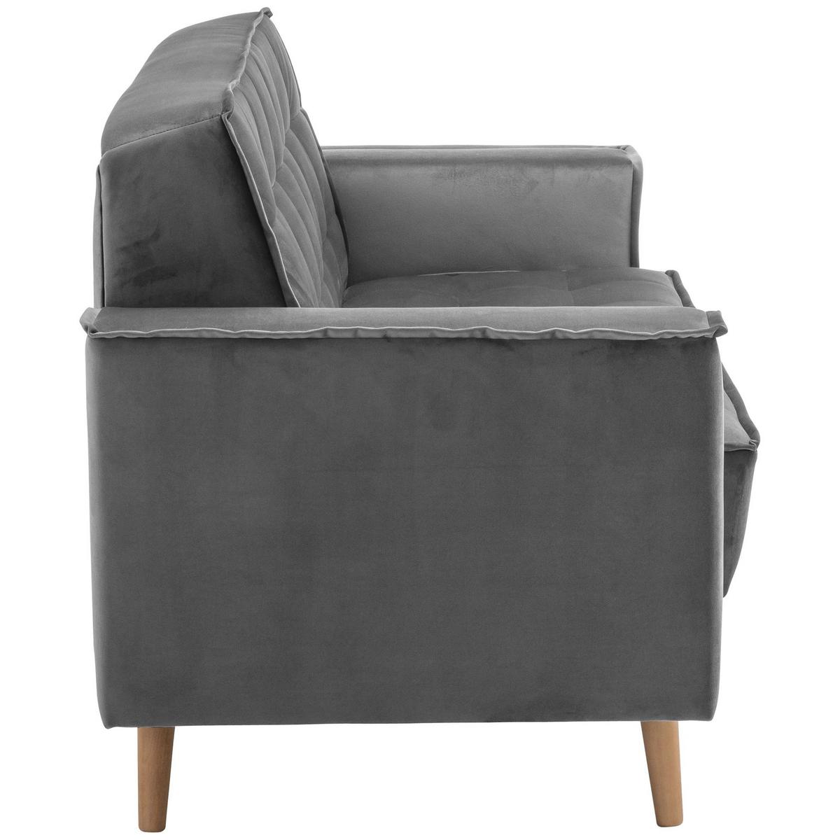 SOFA 2-Sitzer Kavindra Samtvelours anthrazit - Anthrazit, Kunststoff (180/84/78cm) - 58aufmkessel