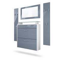 GARDEROBE Malea Front in Grau Hochglanz - Grau, Holzwerkstoff (180/180/23cm) - Vladon