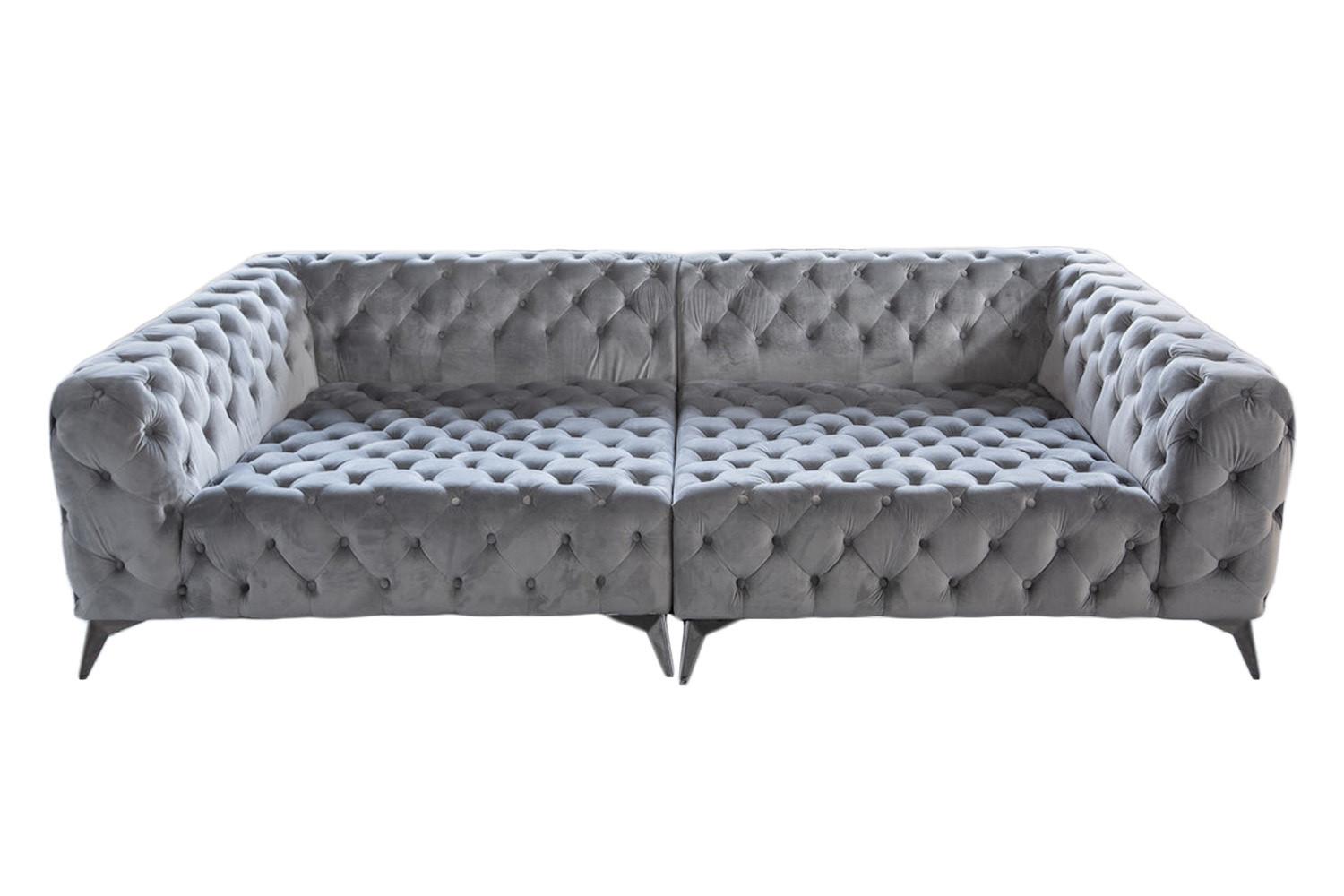 BIG SOFA NARLA Silber Velvet - Silberfarben, Textil (280/70/140cm) - KAWOLA