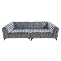 BIG SOFA NARLA Silber Velvet - Silberfarben, Textil (280/70/140cm) - KAWOLA