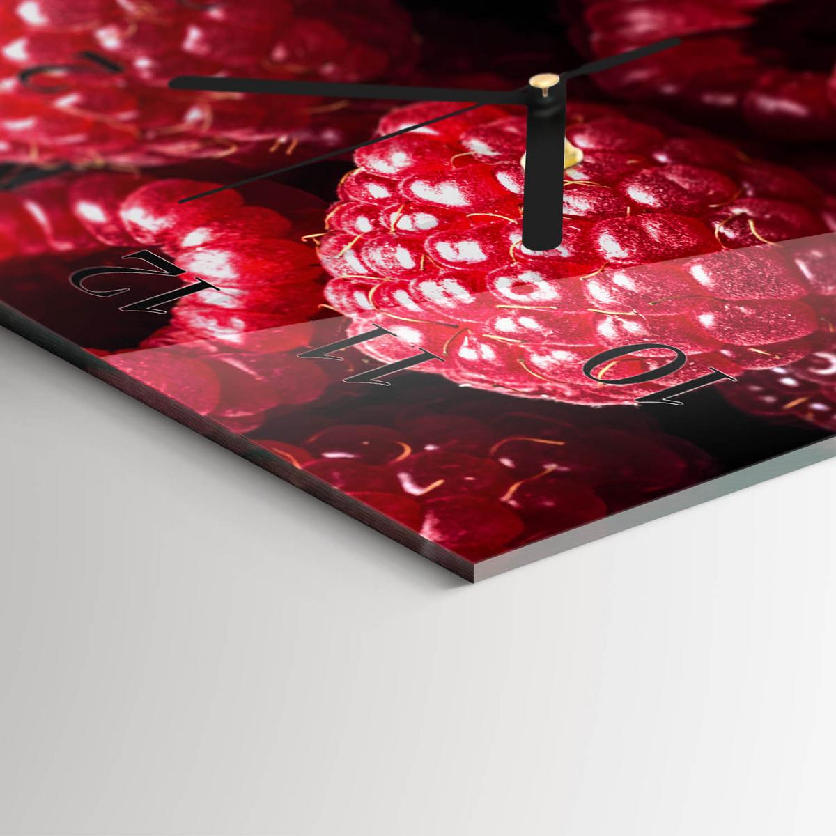 WANDUHR aus Glas 60x30 cm - Himbeeren - Rot, Glas (60/30/0.4cm) - TULUP